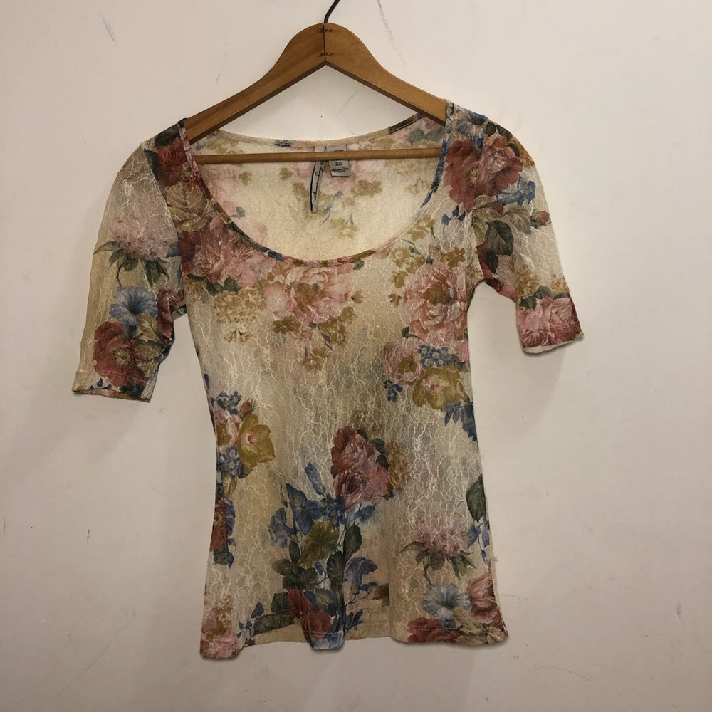 American Rag Lace Half Sleeve Shirt